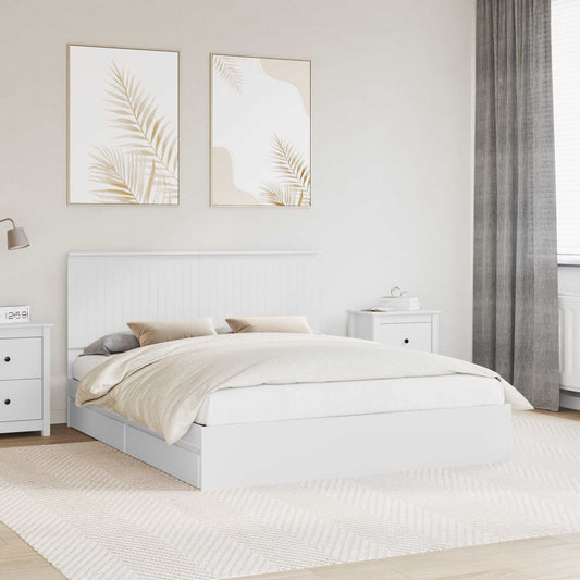 Letto con Contenitore Bianco 160 x 200 cm Legno multistrato | homemem39