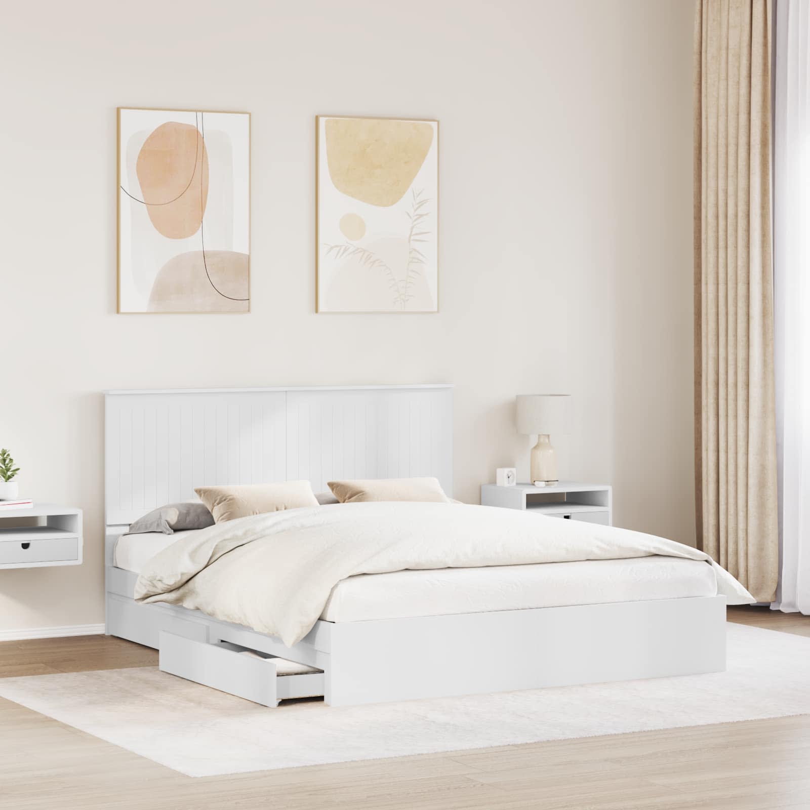 Letto con Contenitore Bianco 160 x 200 cm Legno multistrato | homemem39