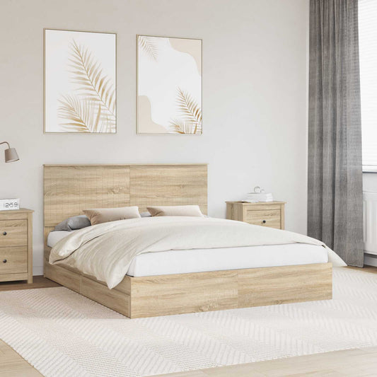 Letto con Contenitore con testiera Rovere Sonoma 160 x 200 cm | homemem39