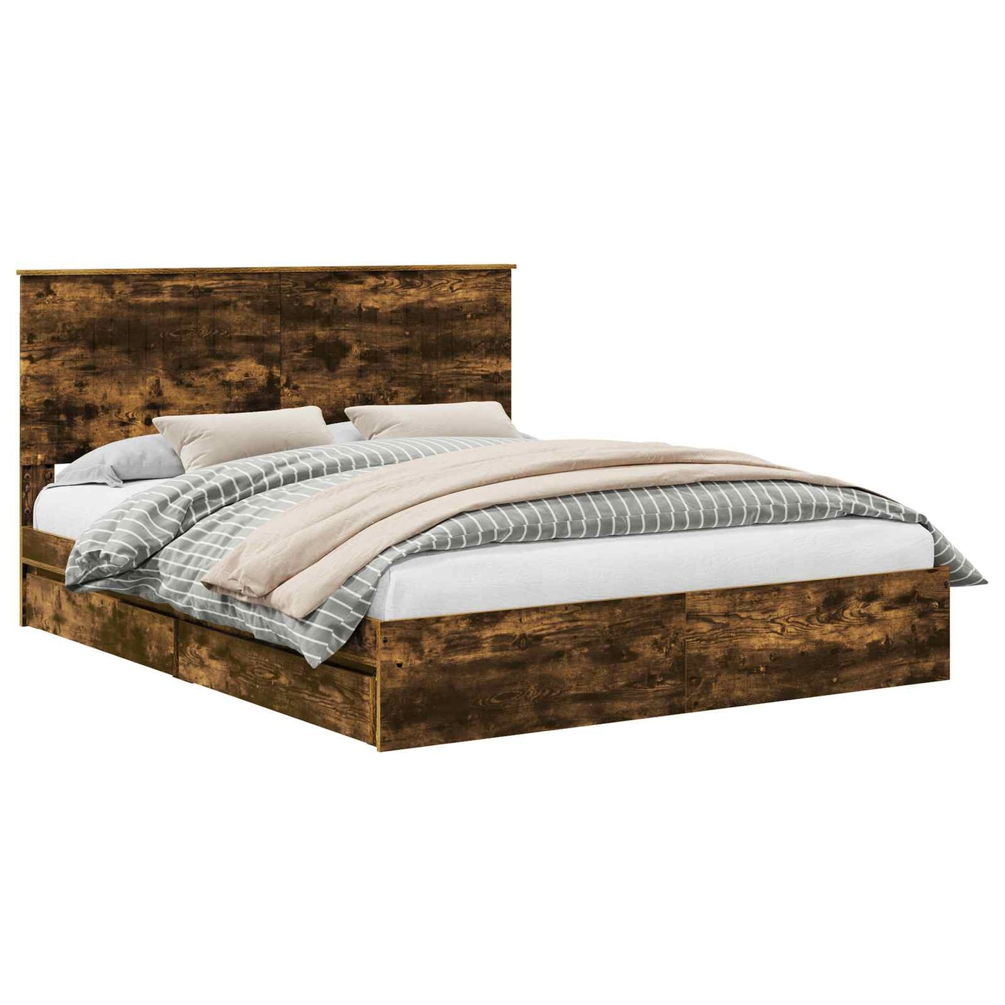 Letto con Contenitore con testiera Rovere fumé 160 x 200 cm | homemem39