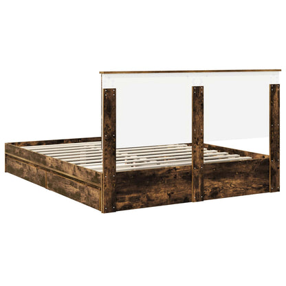 Letto con Contenitore con testiera Rovere fumé 160 x 200 cm | homemem39
