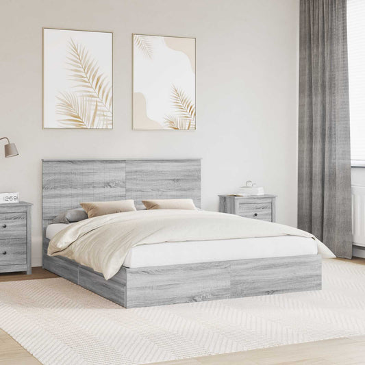 Letto con Contenitore con cassetto Grigio Sonoma 160 x 200 cm