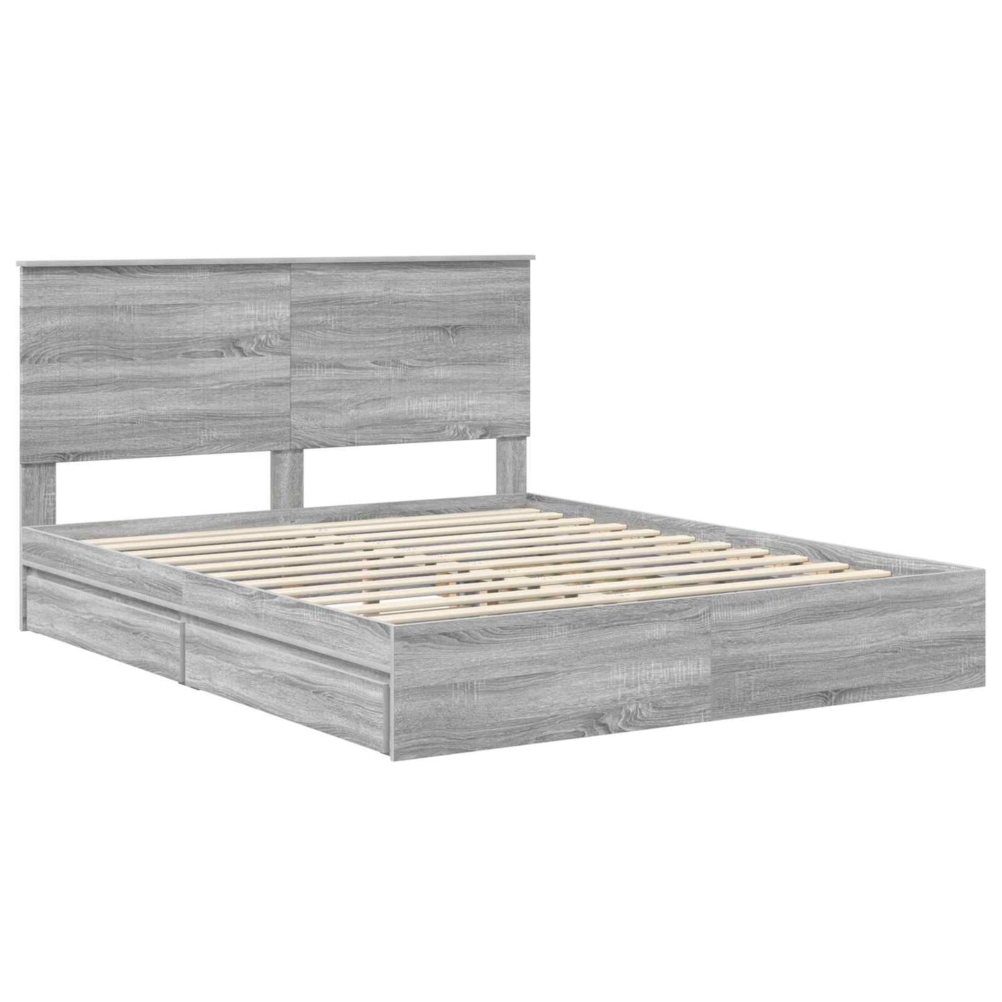 Letto con Contenitore con testiera Grigio Sonoma 160 x 200 cm | homemem39