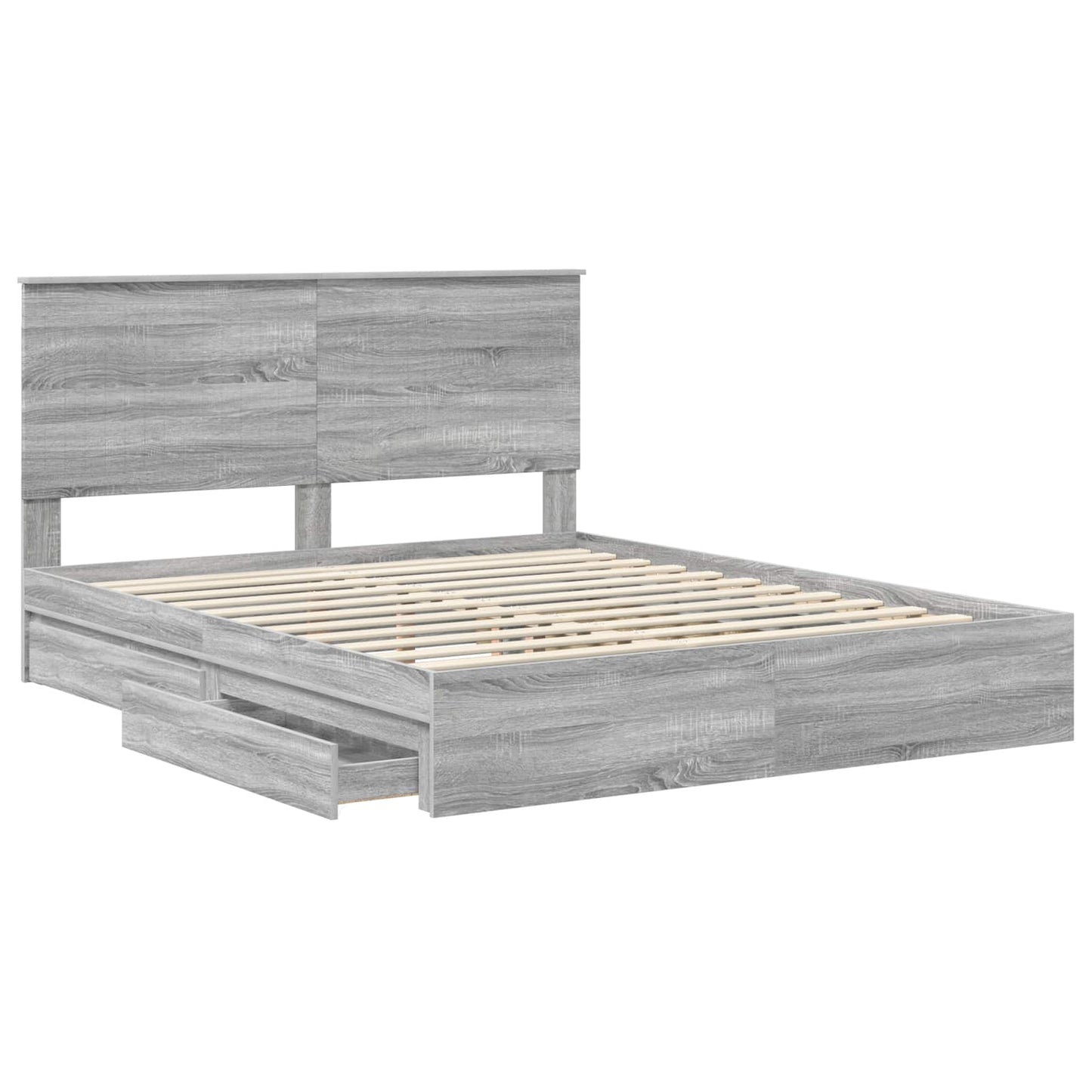Letto con Contenitore con testiera Grigio Sonoma 160 x 200 cm | homemem39
