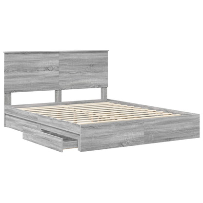 Letto con Contenitore con testiera Grigio Sonoma 160 x 200 cm | homemem39