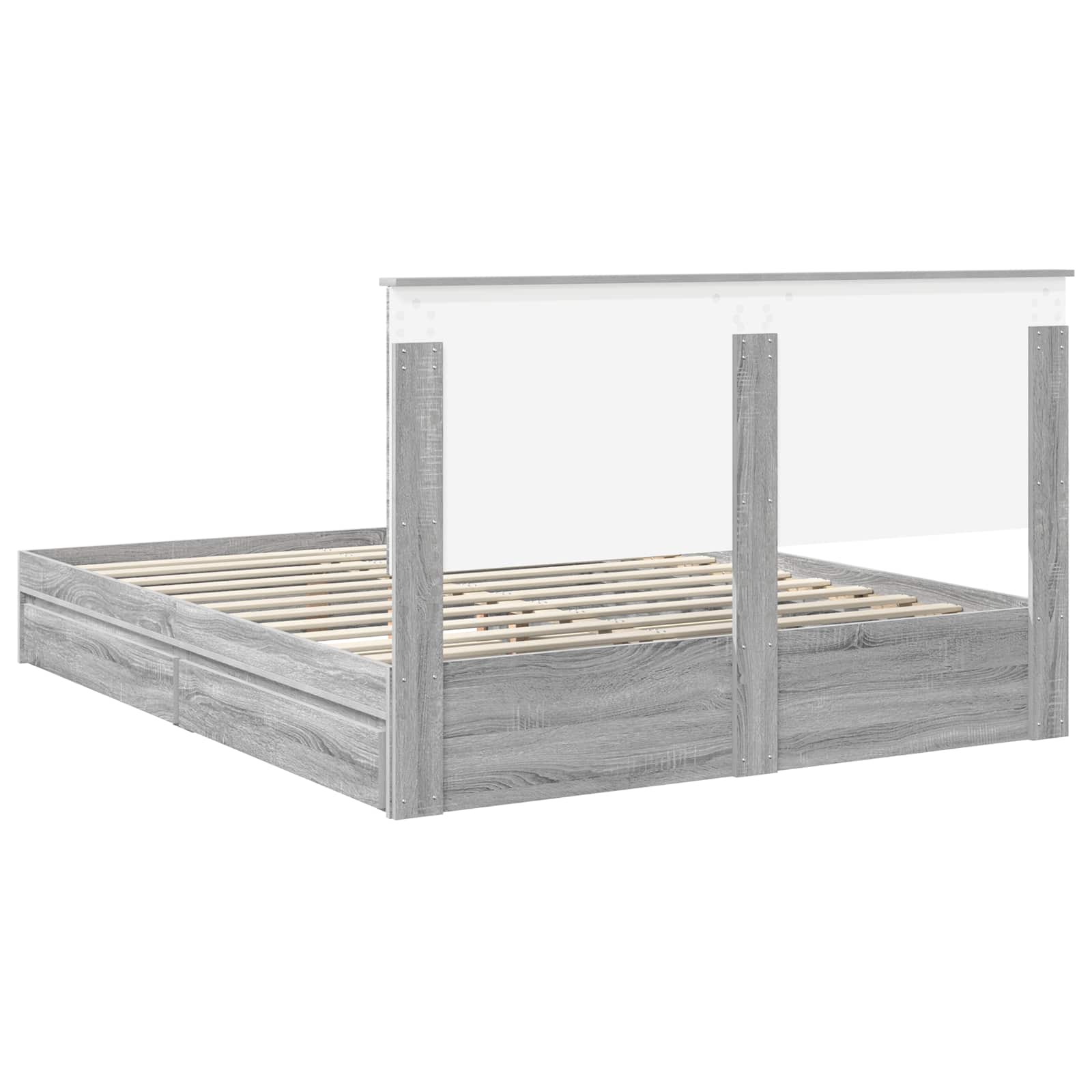 Letto con Contenitore con testiera Grigio Sonoma 160 x 200 cm | homemem39