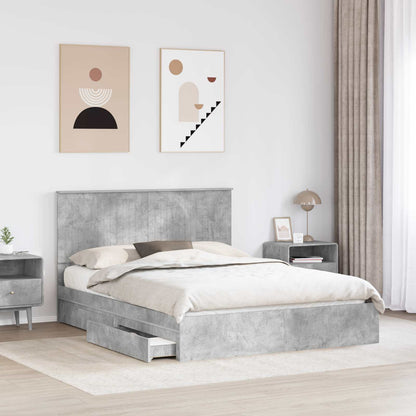 Letto con Contenitore con testiera Grigio cemento 150 x 200 cm
