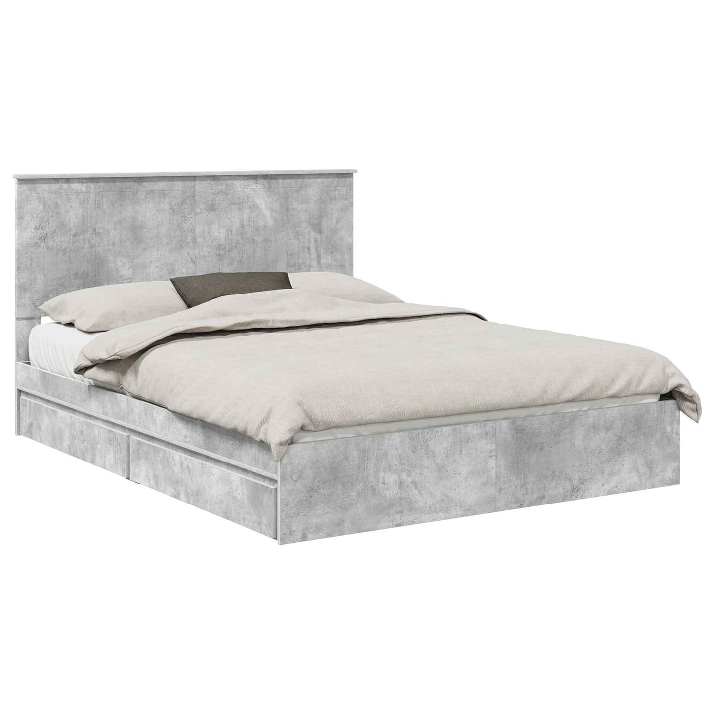 Letto con Contenitore con testiera Grigio cemento 150 x 200 cm
