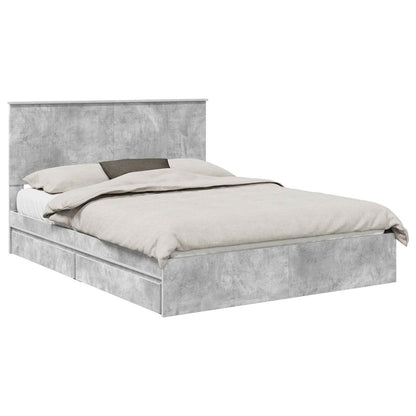 Letto con Contenitore con testiera Grigio cemento 150 x 200 cm