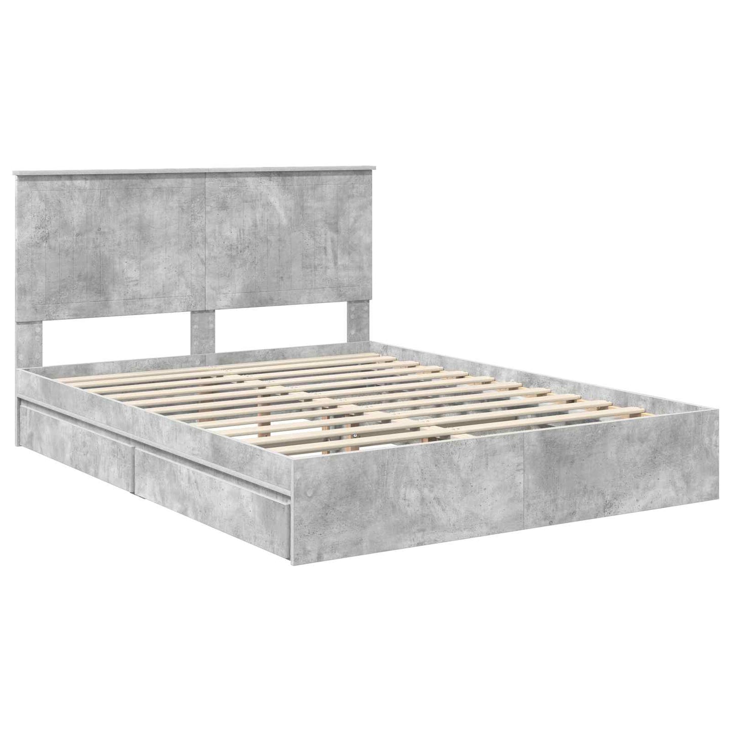 Letto con Contenitore con testiera Grigio cemento 150 x 200 cm