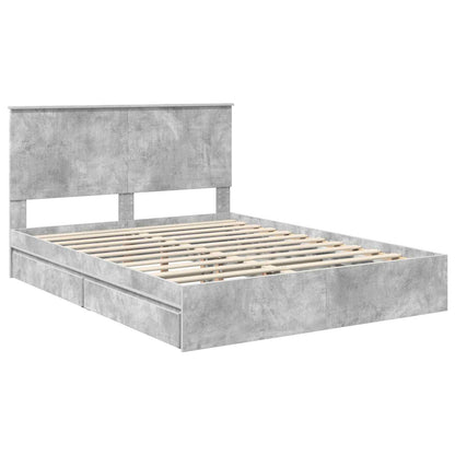 Letto con Contenitore con testiera Grigio cemento 150 x 200 cm