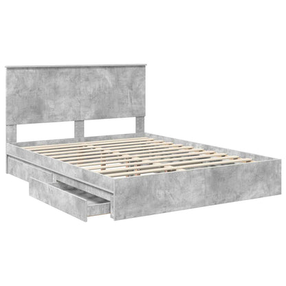 Letto con Contenitore con testiera Grigio cemento 150 x 200 cm