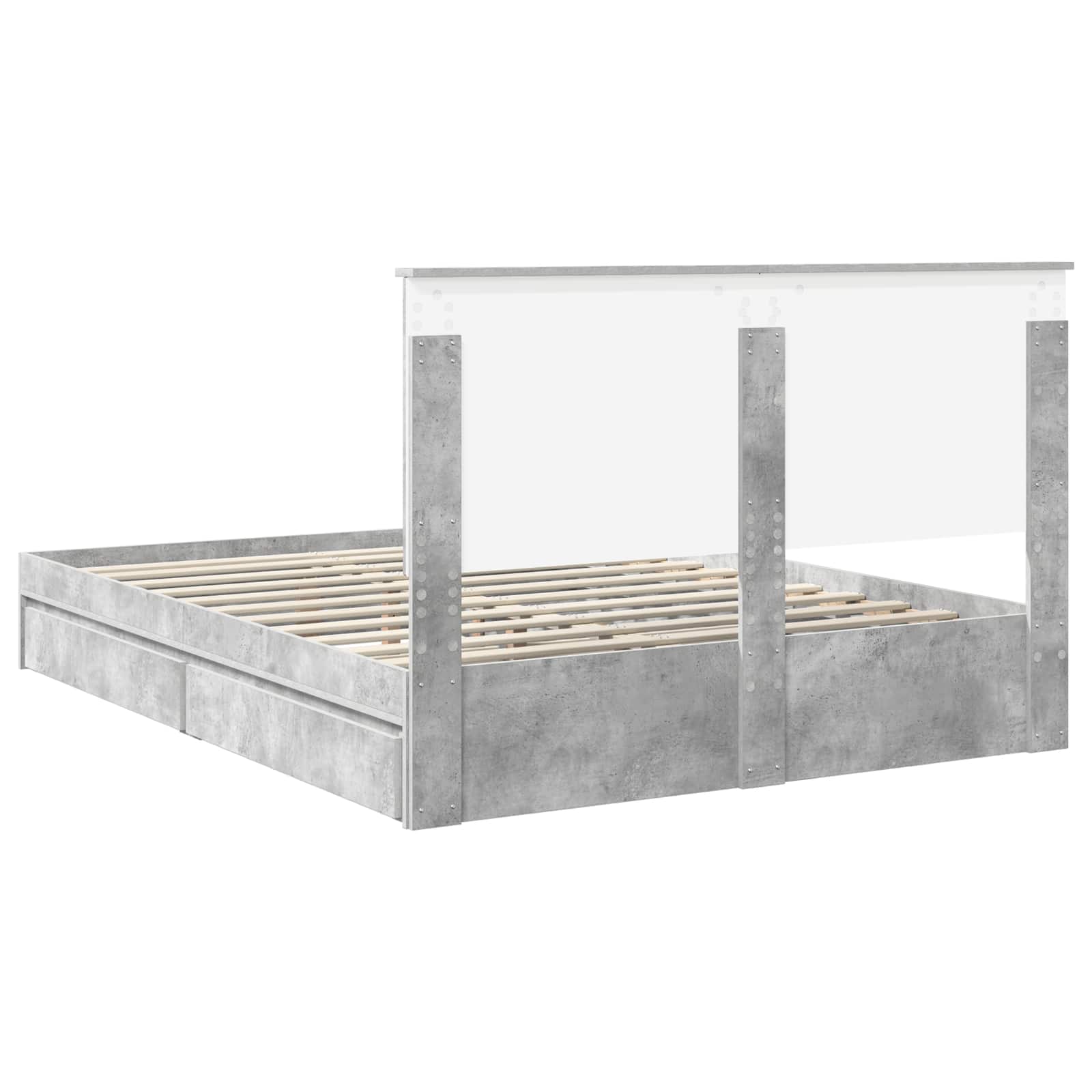 Letto con Contenitore con testiera Grigio cemento 150 x 200 cm | homemem39