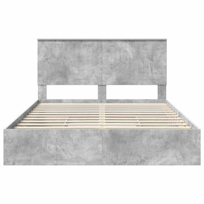 Letto con Contenitore con testiera Grigio cemento 150 x 200 cm