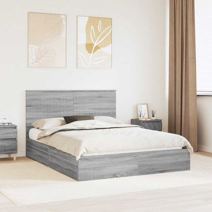 Letto con Contenitore con testiera Grigio Sonoma 150 x 200 cm