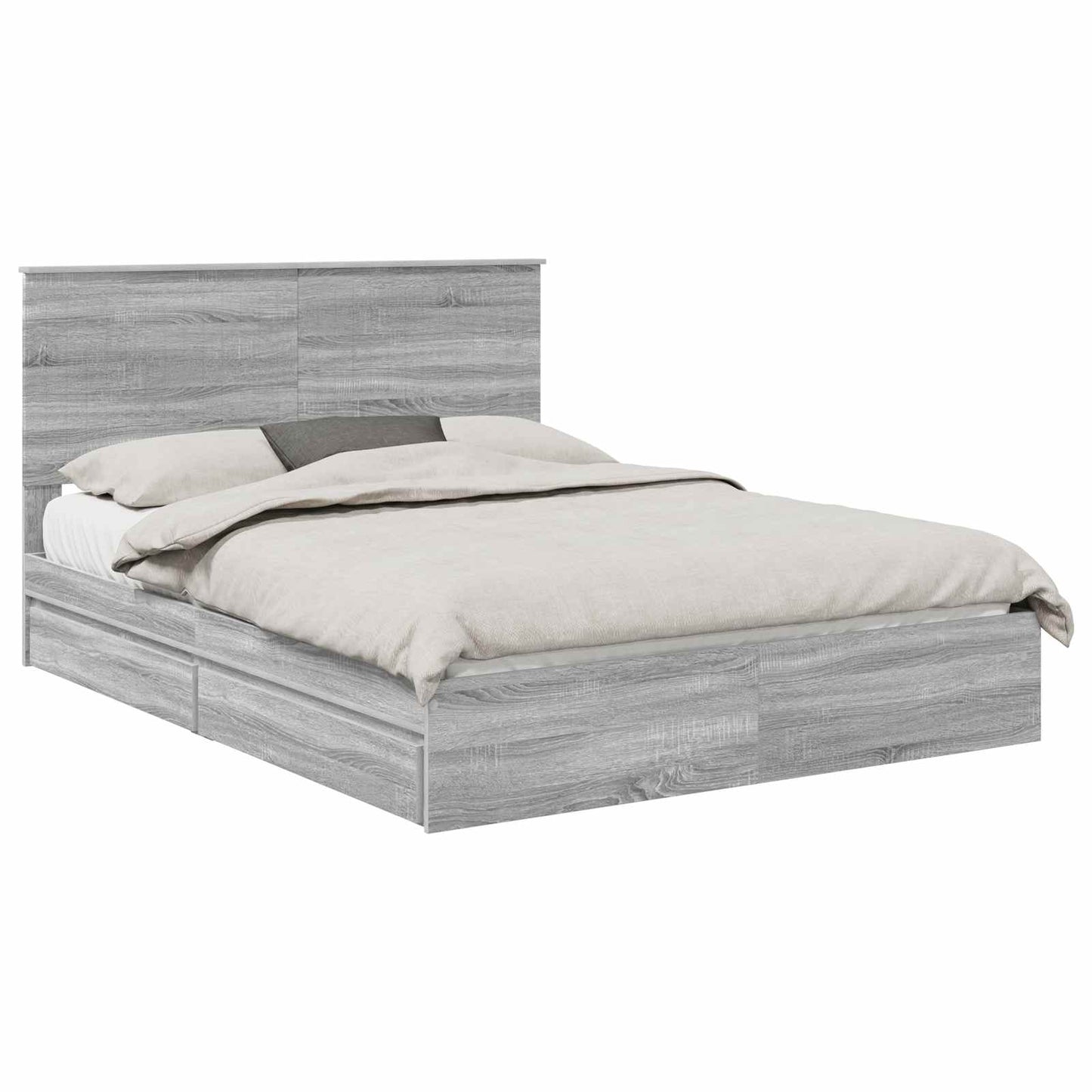 Letto con Contenitore con testiera Grigio Sonoma 150 x 200 cm | homemem39