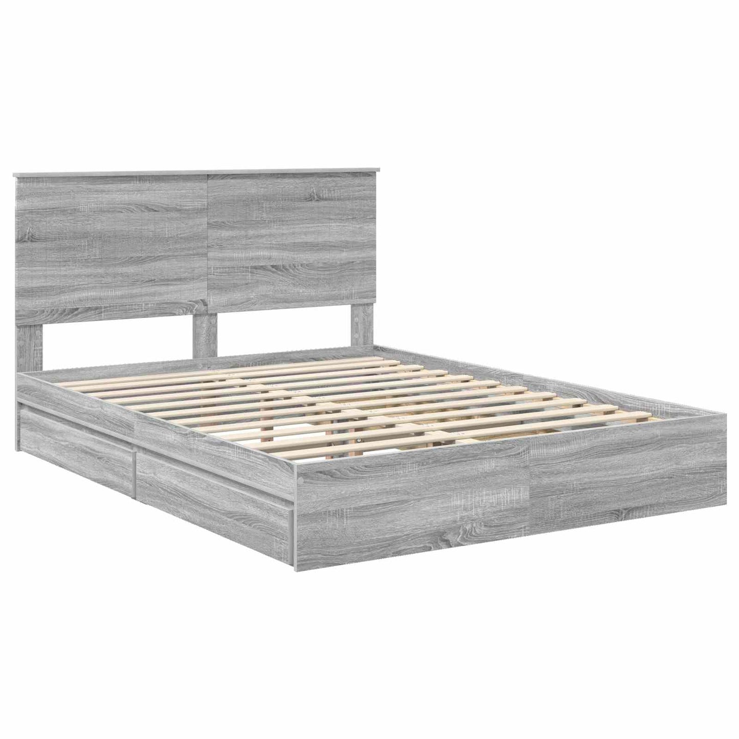 Letto con Contenitore con testiera Grigio Sonoma 150 x 200 cm | homemem39