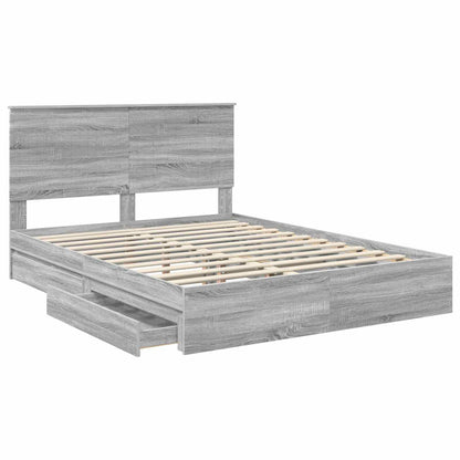 Letto con Contenitore con testiera Grigio Sonoma 150 x 200 cm | homemem39