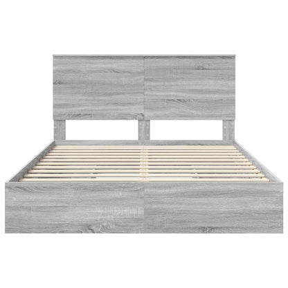 Letto con Contenitore con testiera Grigio Sonoma 150 x 200 cm | homemem39