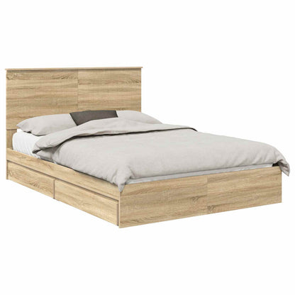 Letto con Contenitore con testiera Rovere Sonoma 140 x 200 cm
