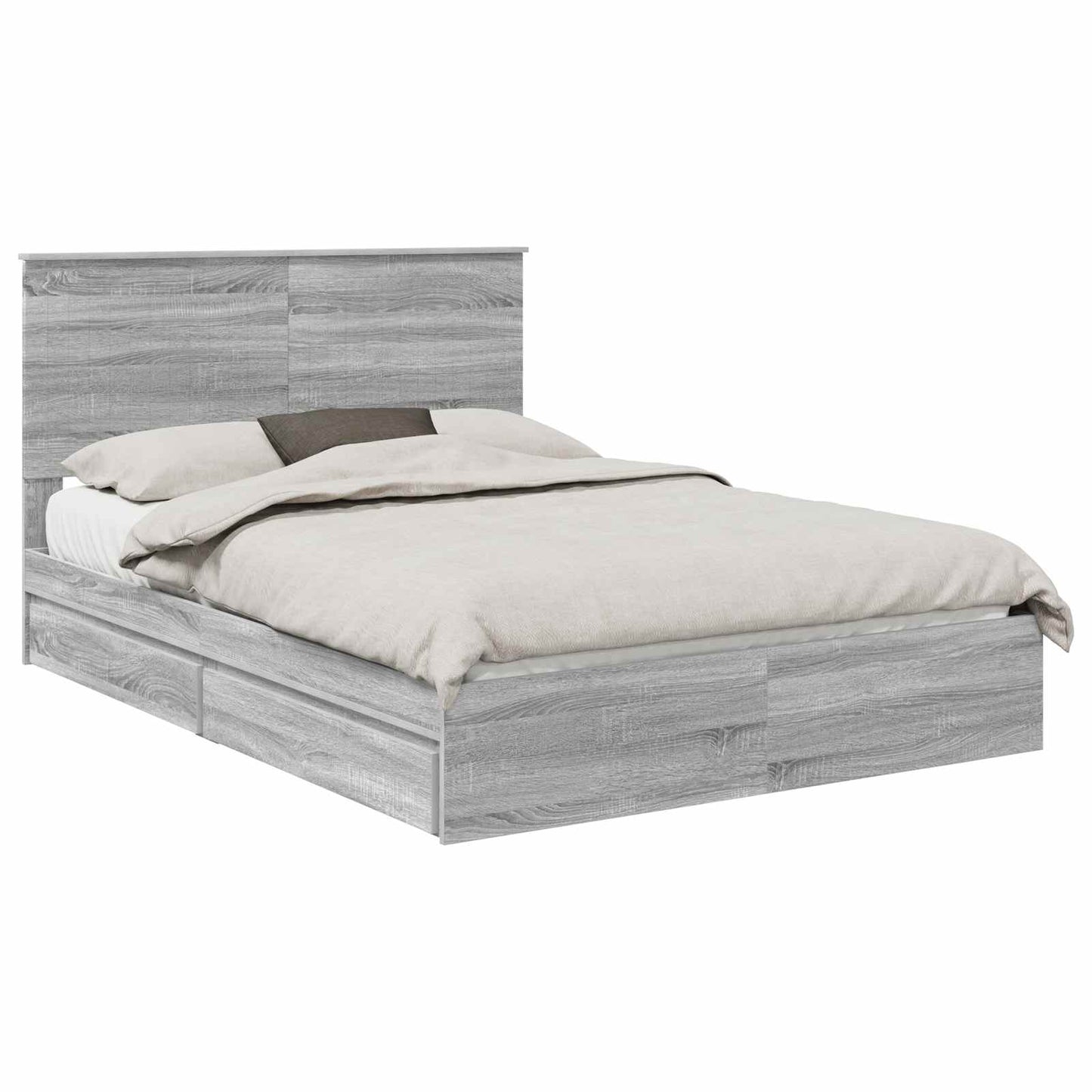 Letto con Contenitore con testiera Grigio Sonoma 140 x 200 cm | homemem39