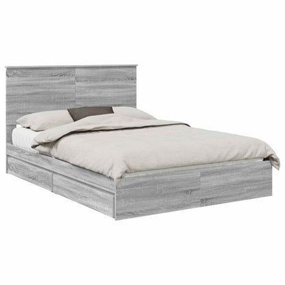 Letto con Contenitore con testiera Grigio Sonoma 140 x 200 cm | homemem39