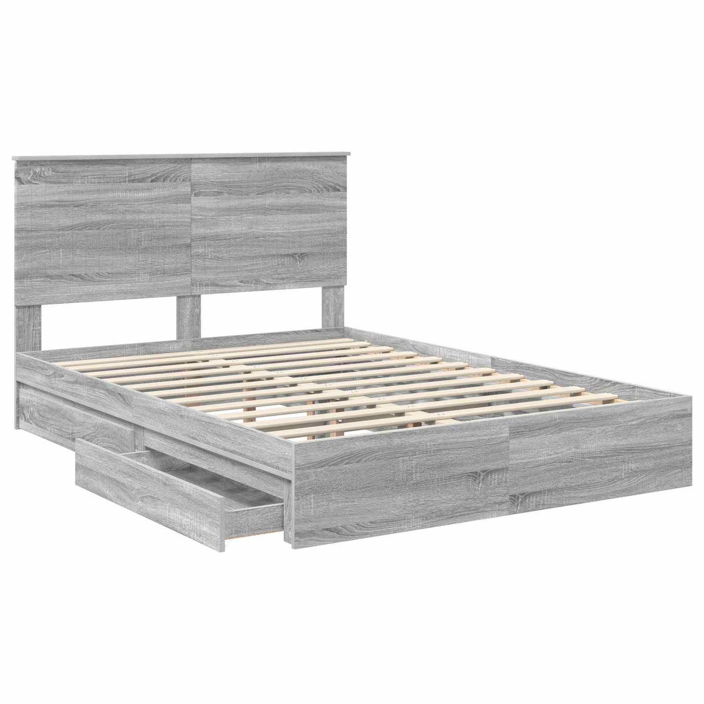 Letto con Contenitore con testiera Grigio Sonoma 140 x 200 cm | homemem39