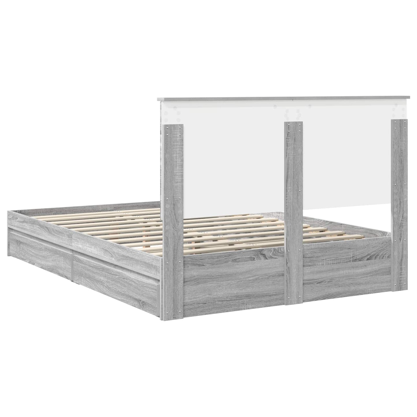 Letto con Contenitore con testiera Grigio Sonoma 140 x 200 cm | homemem39