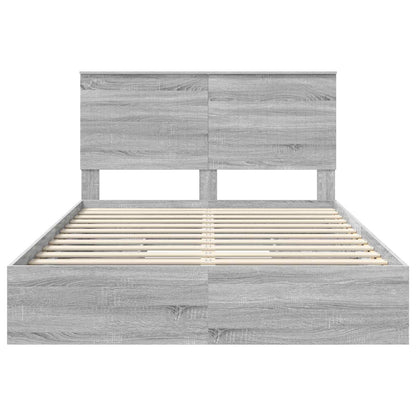 Letto con Contenitore con testiera Grigio Sonoma 140 x 200 cm | homemem39
