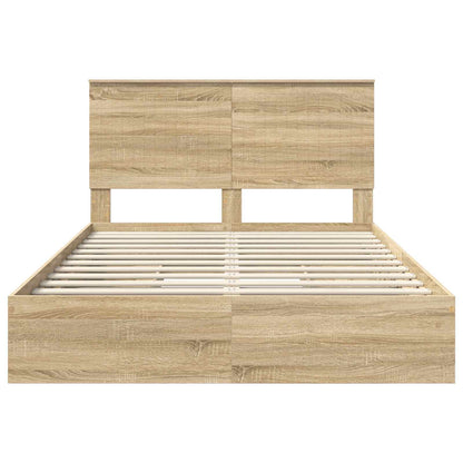 Letto con Contenitore con testiera Rovere Sonoma 140 x 190 cm | homemem39
