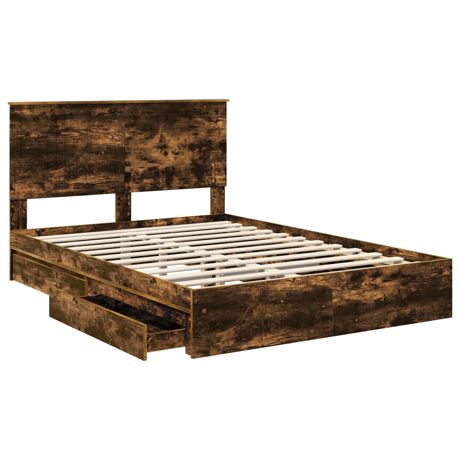 Letto con Contenitore con testiera Rovere fumé 135 x 190 cm | homemem39