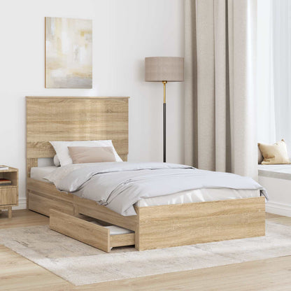 Letto con Contenitore con testiera Rovere Sonoma 100 x 200 cm | homemem39