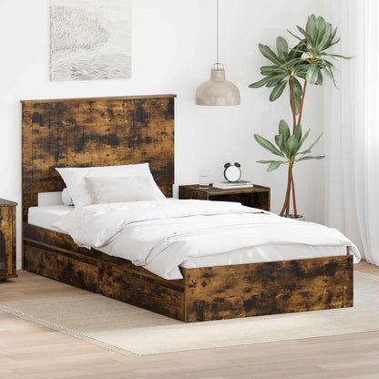 Letto con Contenitore con testiera Rovere fumé 100 x 200 cm | homemem39