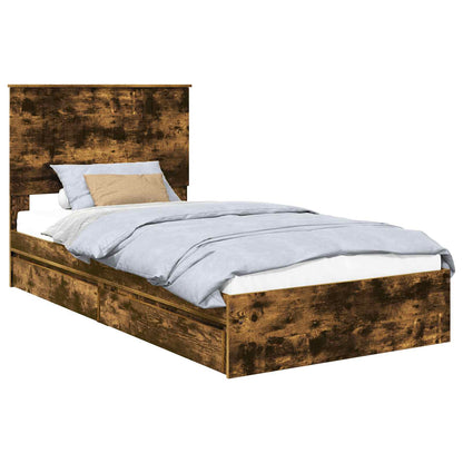 Letto con Contenitore con testiera Rovere fumé 100 x 200 cm | homemem39