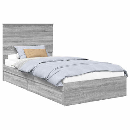 Letto con Contenitore con testiera Grigio Sonoma 100 x 200 cm | homemem39