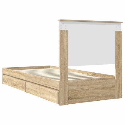Letto con Contenitore con testiera Rovere Sonoma 90 x 200 cm | homemem39