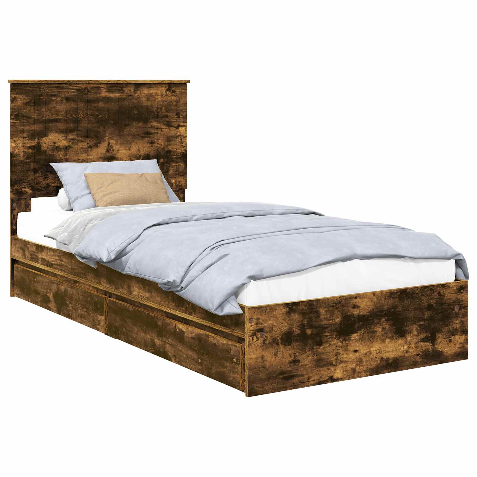 Letto con Contenitore Rovere fumé 90 x 200 cm Legno multistrato | homemem39