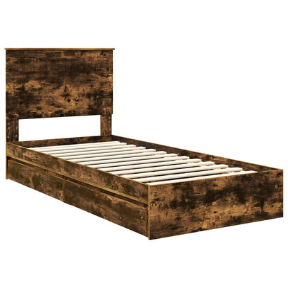 Letto con Contenitore Rovere fumé 90 x 200 cm Legno multistrato | homemem39