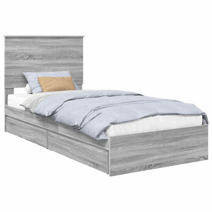 Letto con Contenitore con testiera Grigio Sonoma 90 x 200 cm | homemem39