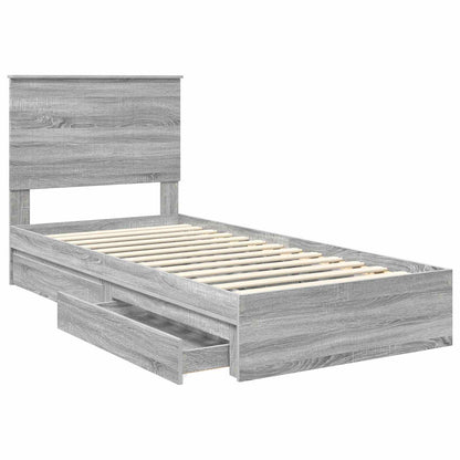 Letto con Contenitore con testiera Grigio Sonoma 90 x 200 cm | homemem39