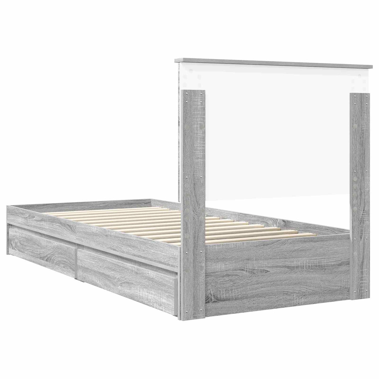 Letto con Contenitore con testiera Grigio Sonoma 90 x 200 cm | homemem39