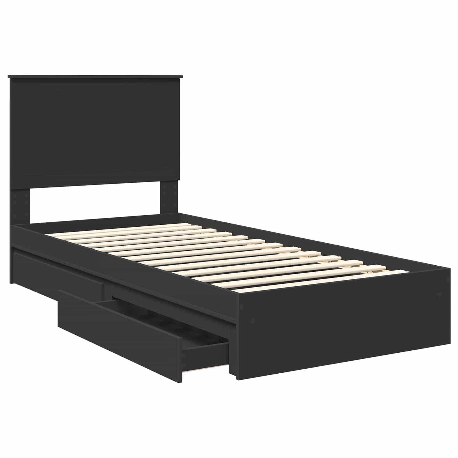 Letto con Contenitore Nero 90 x 190 cm Legno multistrato | homemem39