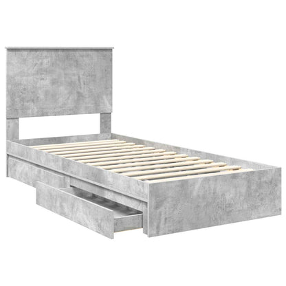 Letto con Contenitore con testiera Grigio cemento 90 x 190 cm | homemem39
