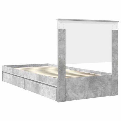 Letto con Contenitore con testiera Grigio cemento 90 x 190 cm | homemem39