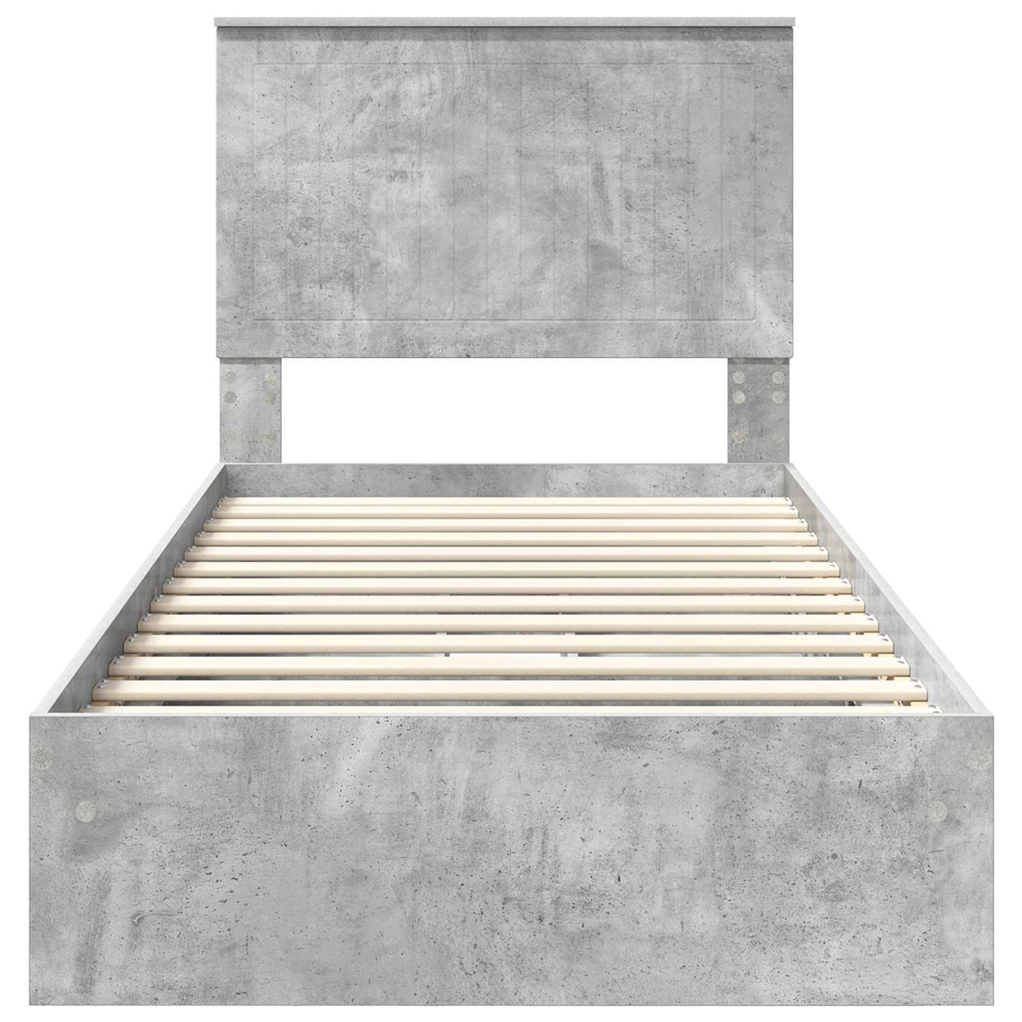 Letto con Contenitore con testiera Grigio cemento 90 x 190 cm | homemem39