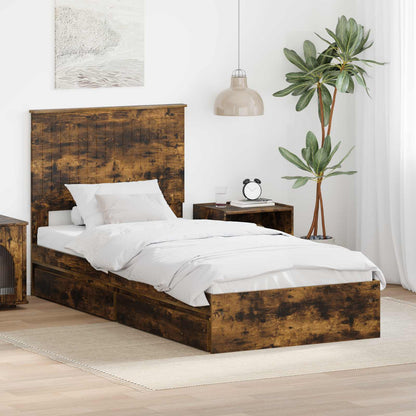 Letto con Contenitore Rovere fumé 90 x 190 cm Legno multistrato | homemem39