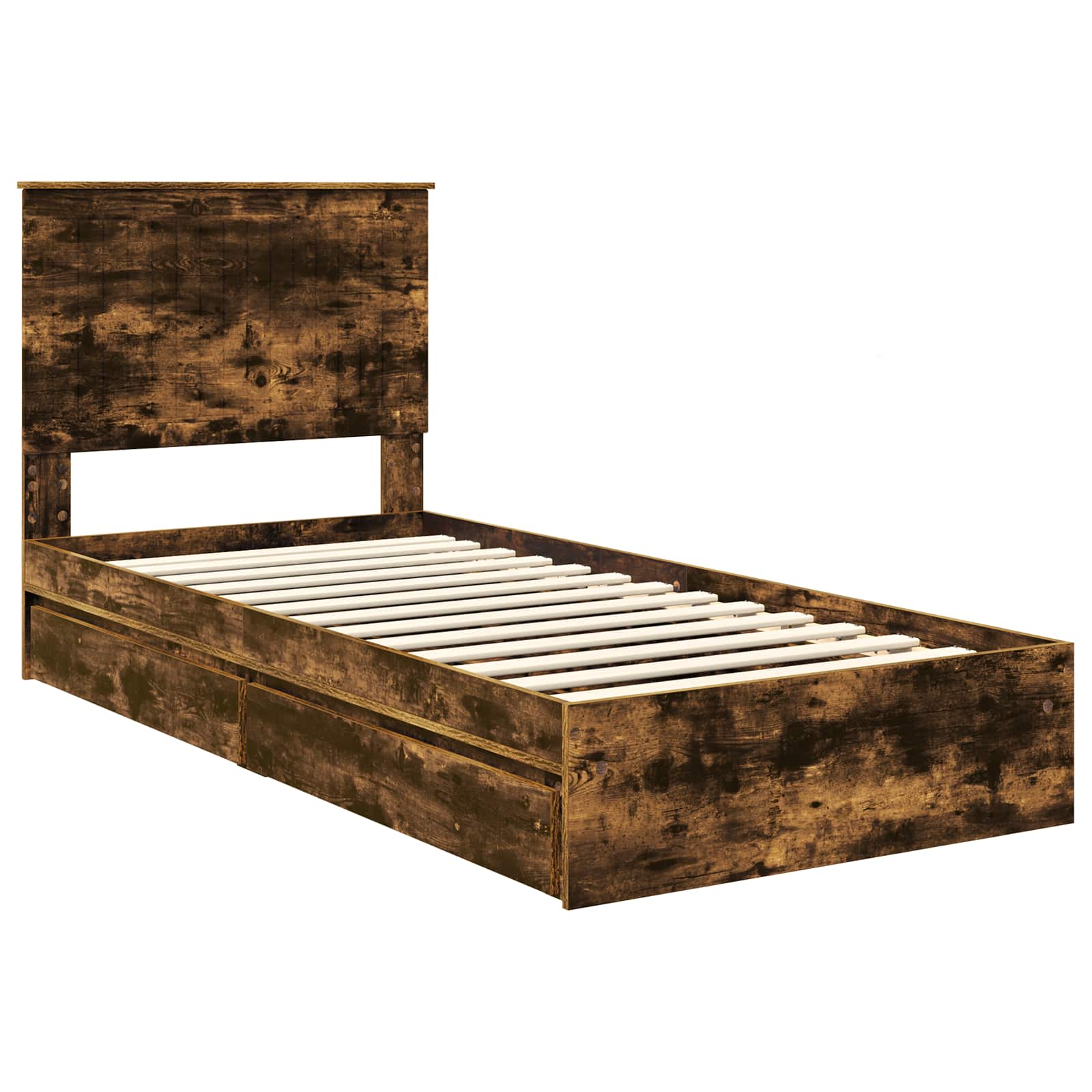 Letto con Contenitore Rovere fumé 90 x 190 cm Legno multistrato | homemem39
