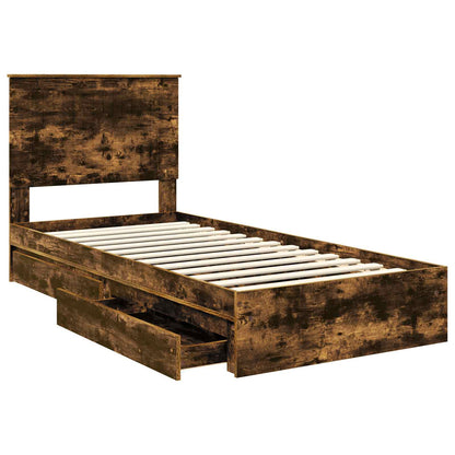 Letto con Contenitore Rovere fumé 90 x 190 cm Legno multistrato | homemem39