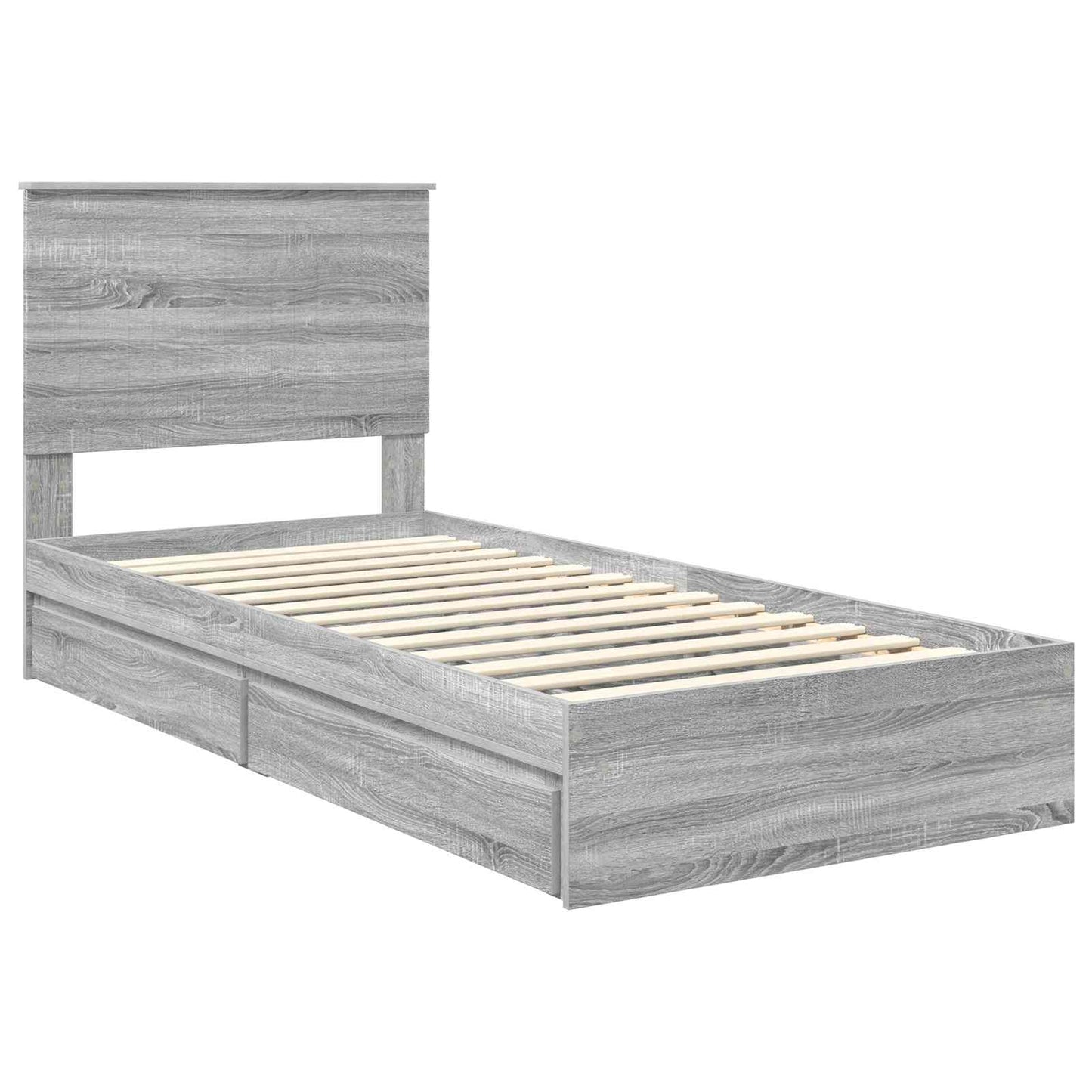 Letto con Contenitore con testiera Grigio Sonoma 90 x 190 cm | homemem39