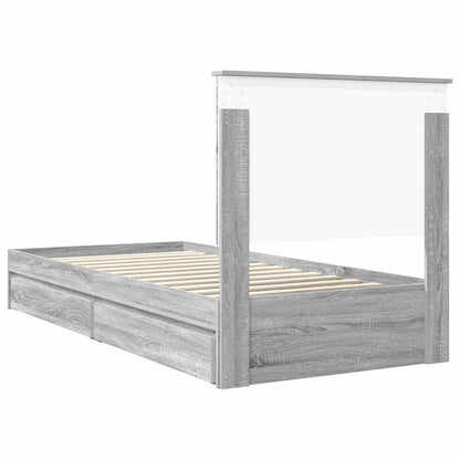 Letto con Contenitore con testiera Grigio Sonoma 90 x 190 cm | homemem39